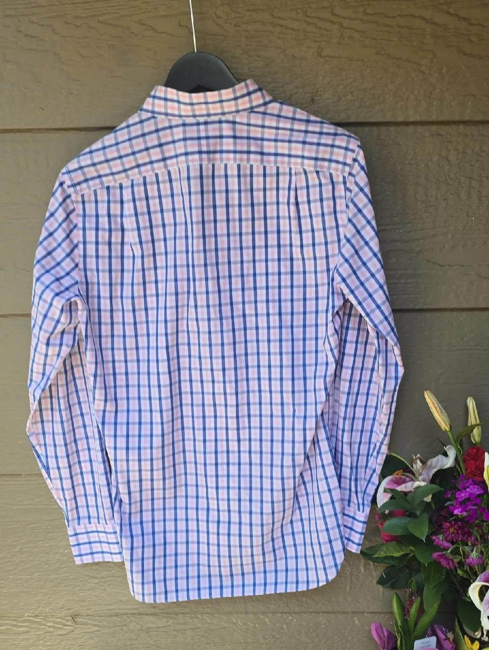 J.Crew No Iron Button Down Pink Blue Plaid Small